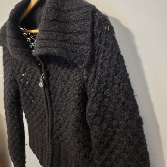 Vintage 90's Diesel Black Zipup Sweater Mohair Blend Knit Cardigan Size Medium - Picture 4 of 6